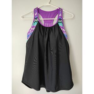 Zeroxposur Women's Size 8 Black Purple Swim Tank Swimwear NWOT